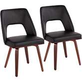 Triad Dining Chair in Black Leatherette & Walnut Bamboo (Set of 2)